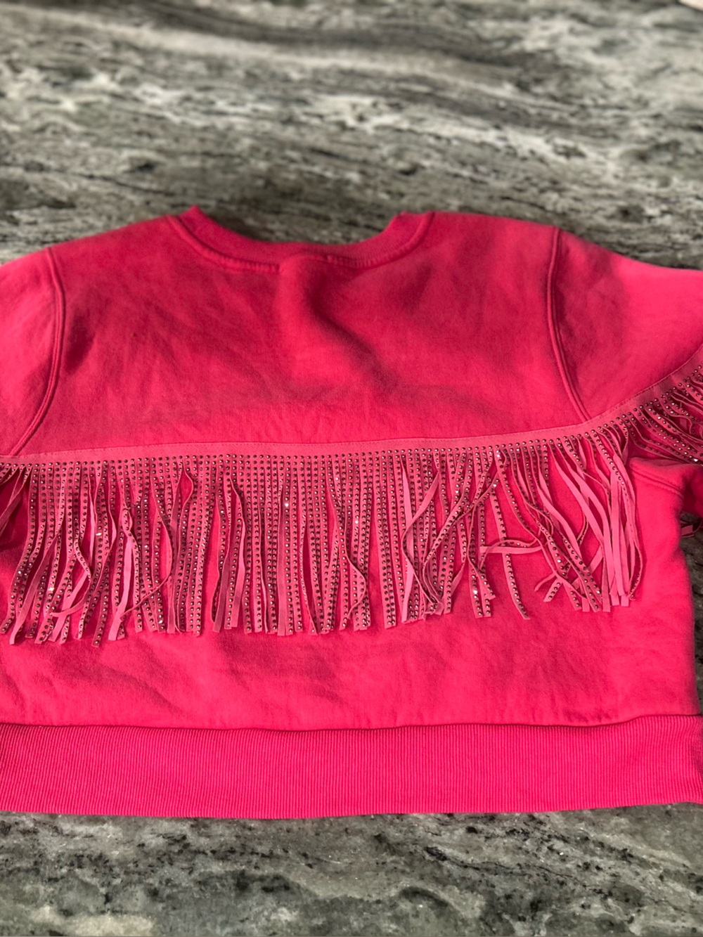 Women’s Hot Pink Fringe Sweatshirt Top